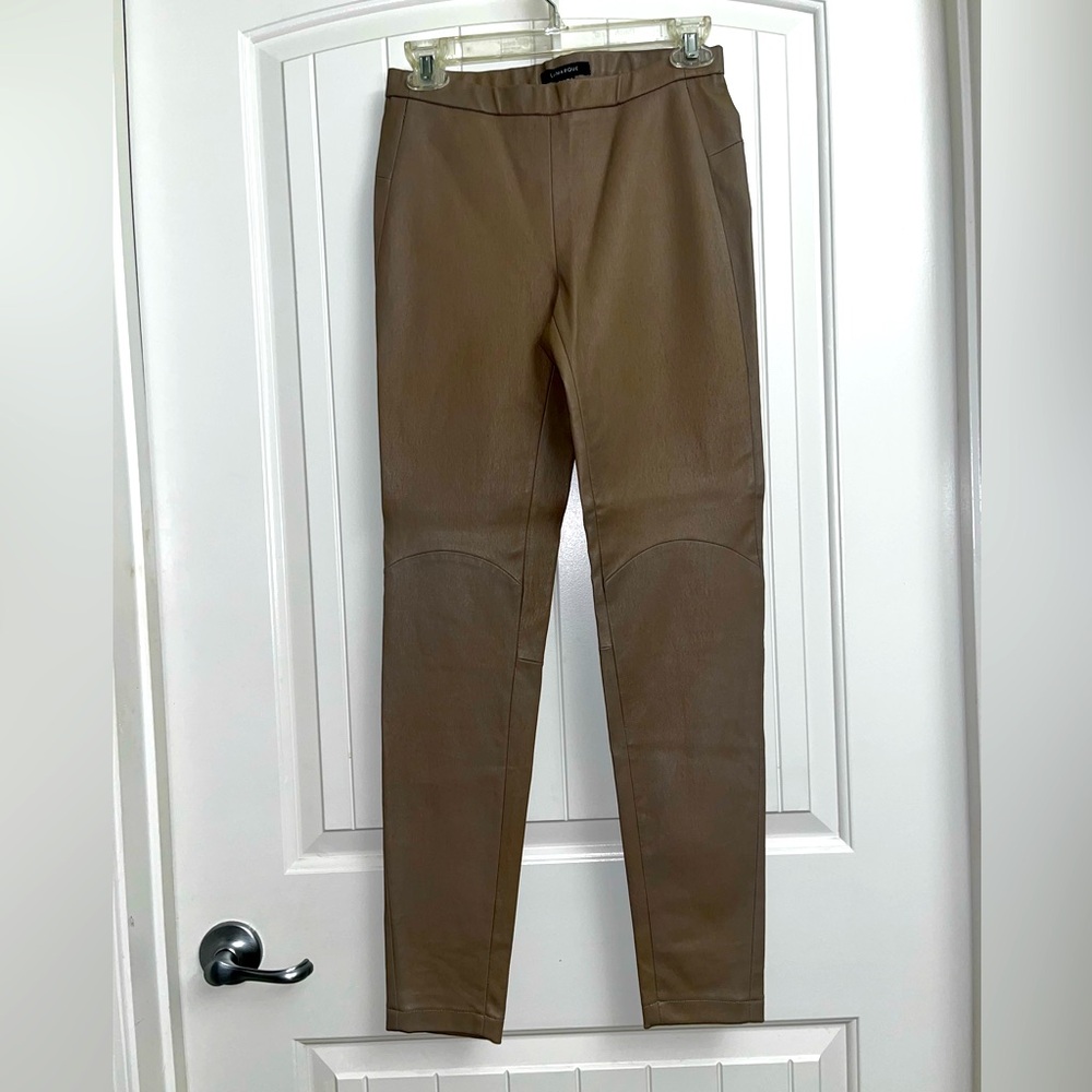 LAMARQUE BONE STRETCH LEATHER LEGGINGS, SIZE 6